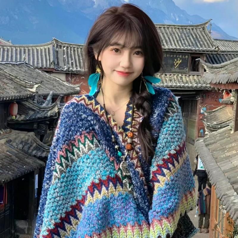 Vendas diretas da fábrica primavera verão estilo étnico xale Yunnan Lijiang Dali Guilin viagem estilo Retro costura mant