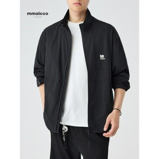 Momaike masculino solto Casual protetor solar roupas 2025 verão novo estilo simples impresso gola alta jaqueta masculina