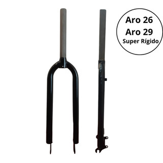Garfo Rígido Aro 26 29 Over Ahed Set Sem Rosca Aço Freio a Disco Preto Brilhante INMETRO Grau MOOVE