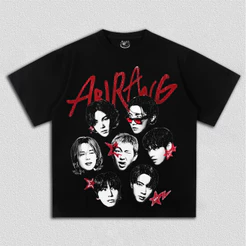 Camiseta Masculina Feminina Arirang Grupo Kpop Montagem Rostros Estrelas Vintage Oversized Unissex Algodão Premium