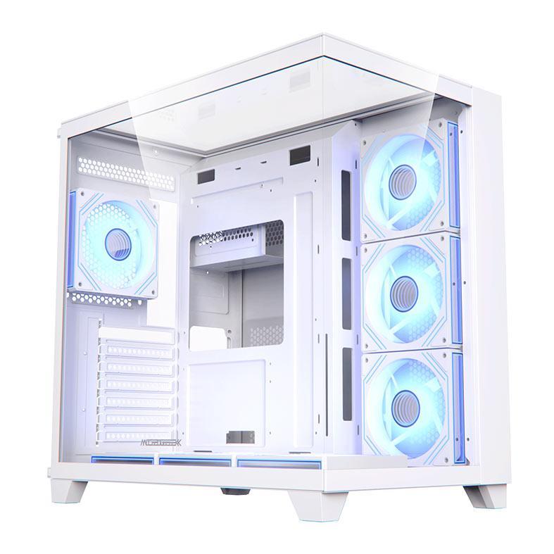 Gabinete Gamer Acegeek Horizon, Mid-Tower, Lateral de Vidro, Com 7 Fans, Branco, AG-HORIZON-WH-I7F