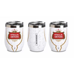 Copo Cuia Termico Inox Tampa Acrílica 350ml Estampa Cervejas - Stella Branco