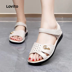 Lovito Sandálias Rasteiras Casuais E Simples Estilo Coreano Para Mulheres LFA109134