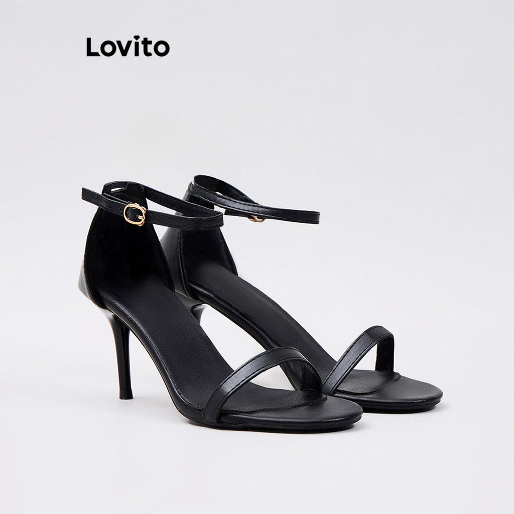 (Lovito x Ana) Elegante Saltos Bico Fino Couro Macio Salto Alto De Verão Para Mu