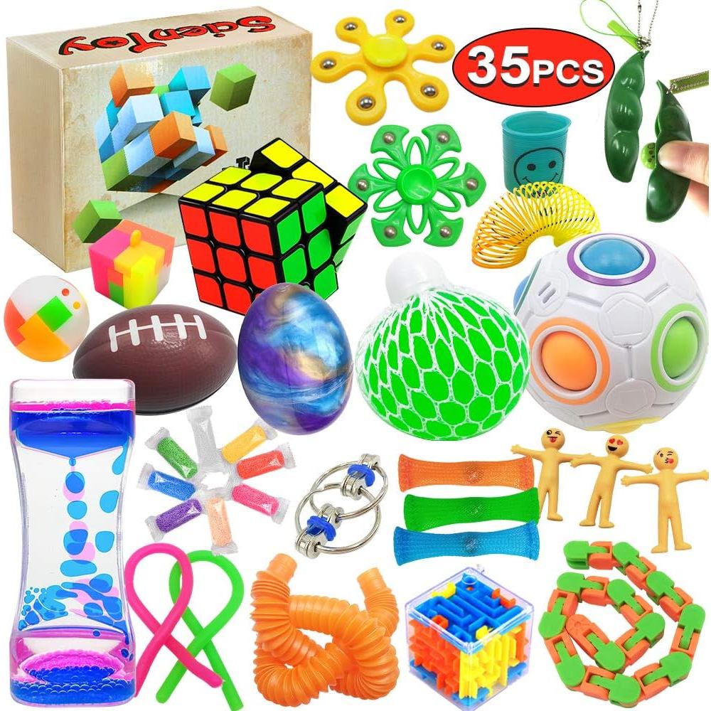 Conjunto de Brinquedos Sensoriais, 35 Brinquedos Sensoriais, Adequado para Crianças com TDA, TOC, Autismo, Adultos, Alív