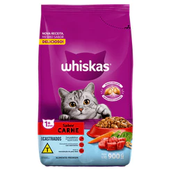 Whiskas Ração Carne Gatos Adultos Castrados 900g