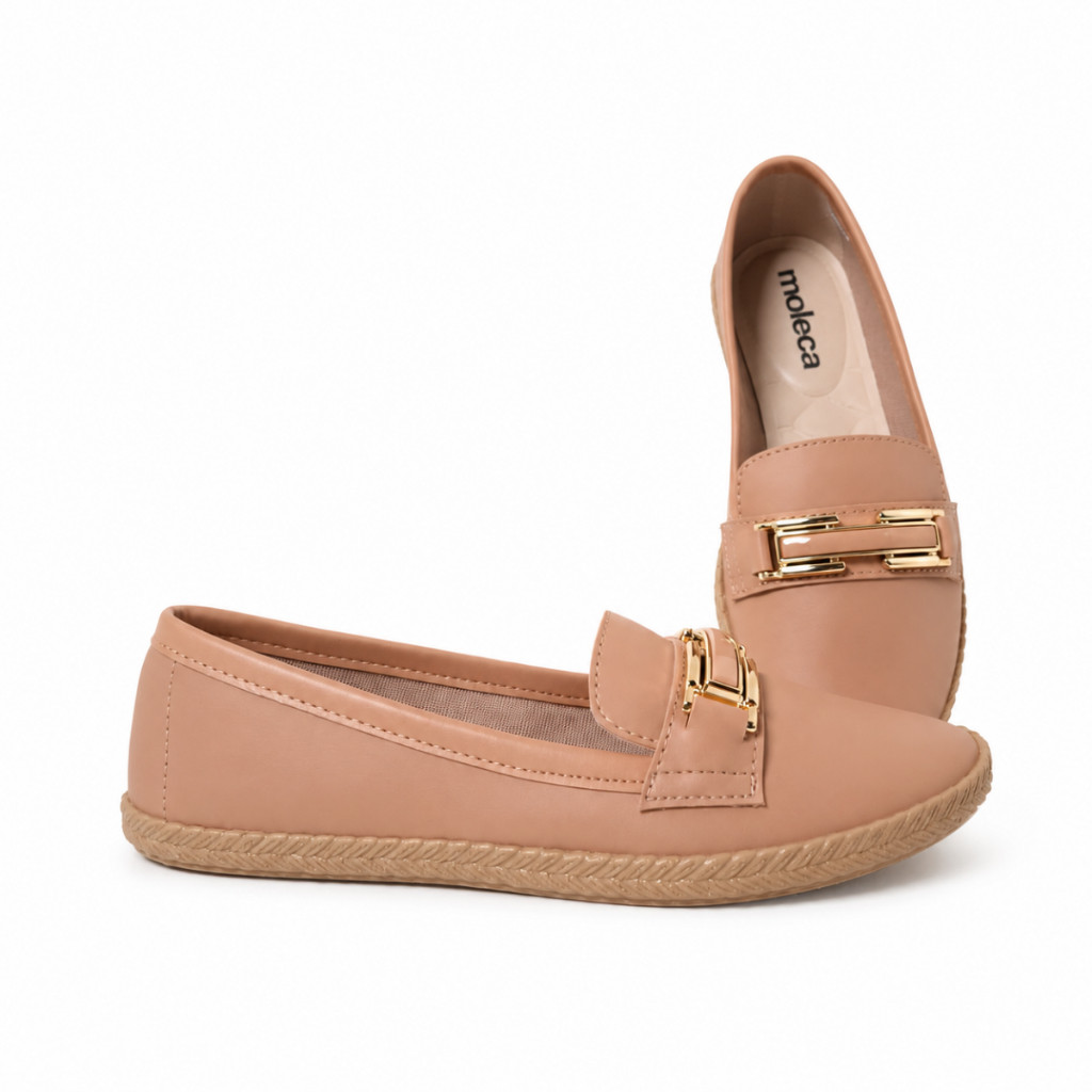 Sapatilha Feminino Mocassim Moleca Napa Sardenha Fivela