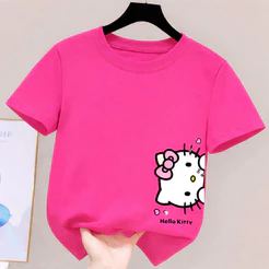 Blusa Infantil Feminina Hello Kitty Estampa Difenciada Lançamento, Estampa Barra feminina