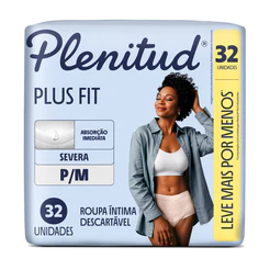 Plenitud Plus Fit Roupa Íntima para Mulheres, Livre de Vazamentos, P/M, 32un