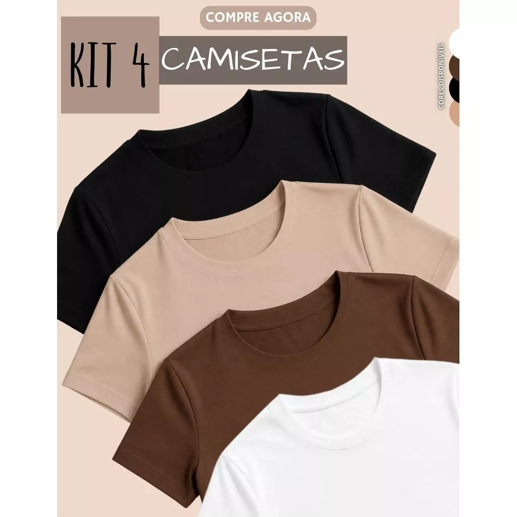 kit 4 Blusa Manga Curta Blusa Feminina de Compressão Camiseta academia dia a dia Básica Suplex — imagem 1