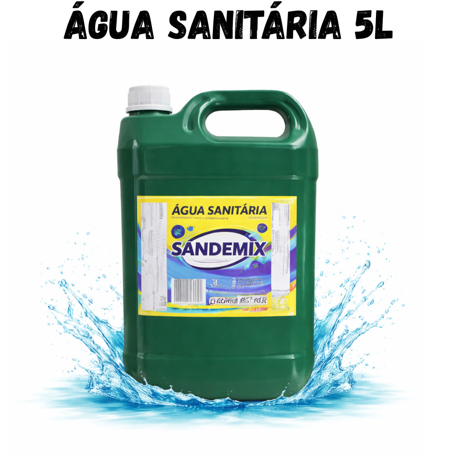 Água Sanitária 5 Litros Alvejante Desinfetante Limpeza Profunda Pisos Roupas Brancas