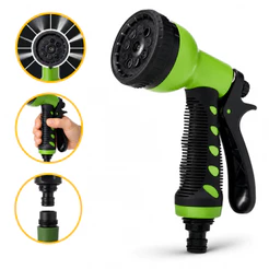 Esguicho Pistola Mangueira Kit 7 Modos Jato Pressão Bico Jardim Lavagem Carro Irrigação Engate Fácil