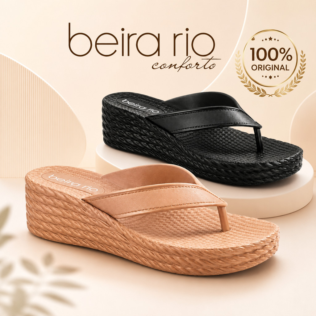 Tamanco Feminino Beira Rio 8561-101 Chinelo Anabela Plataforma Alto Macio Confortável