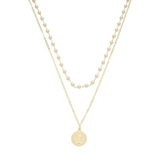 COLAR DE PÉROLAS MEDALHA SÃO BENTO FOLHEADO A OURO 18K