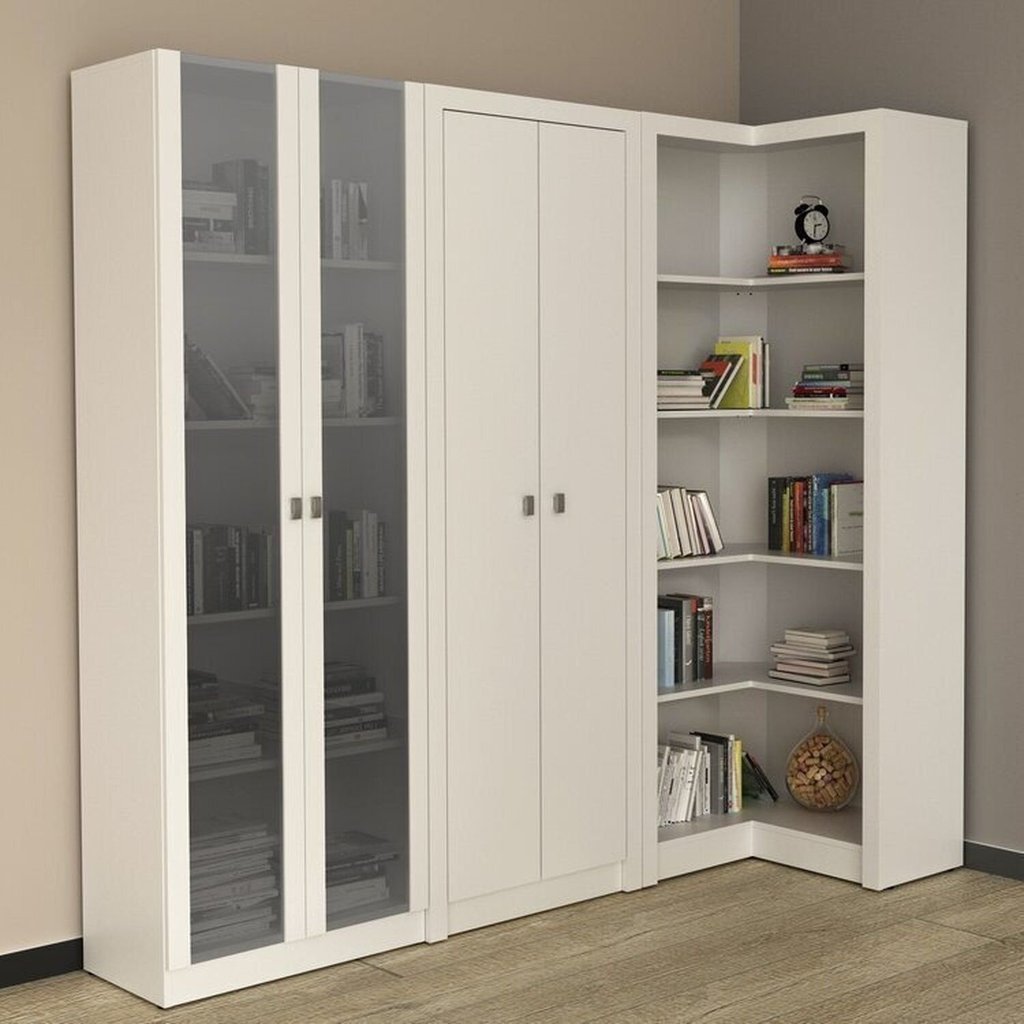 Kit 3 Armários Multiuso de Escritório Branco Branco