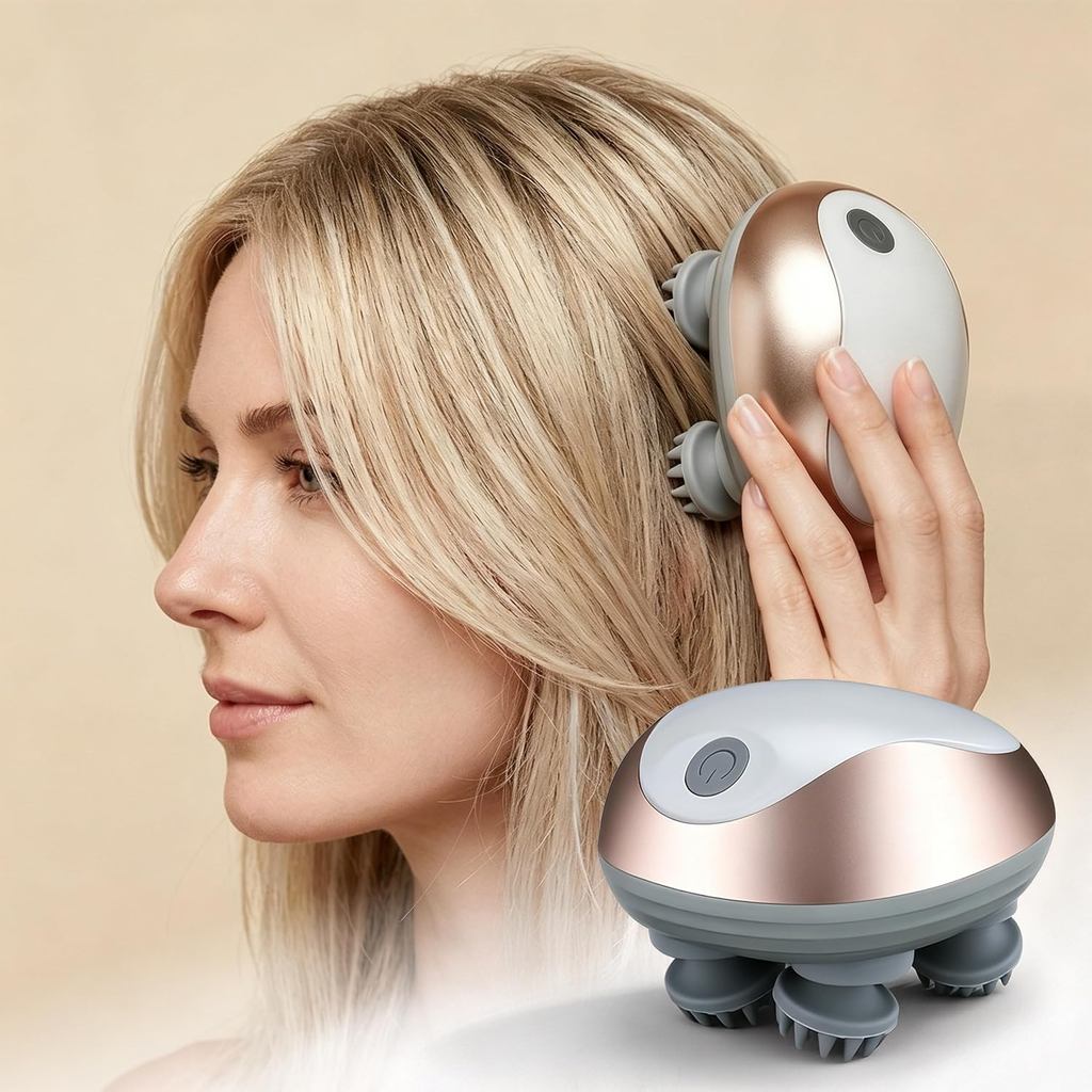 Massageador Elétrico para Couro Cabeludo para Relaxamento e Alívio do Estresse, Massageador de Cabeça Sem Fio com 96 Nód