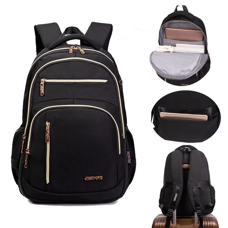 Mochila feminina de várias camadas em tecido Oxford, adequada para escola, trabalho e viagens