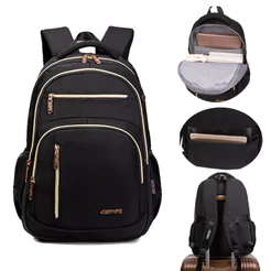Mochila feminina de várias camadas em tecido Oxford, adequada para escola, trabalho e viagens