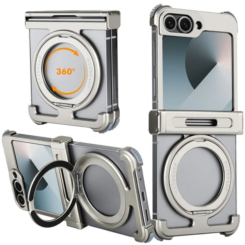 yyyEary Para Samsung Galaxy Z Flip 7 6 Capa MagSafe 360 ° Suporte Magnético Gira