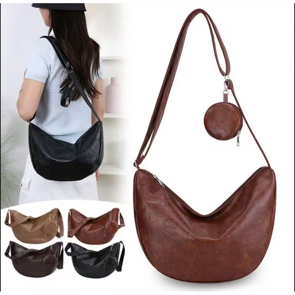 Bolsa Feminina Baguete Ombro Grande PU Bolsa Casual Elegante Com Porta Moedas