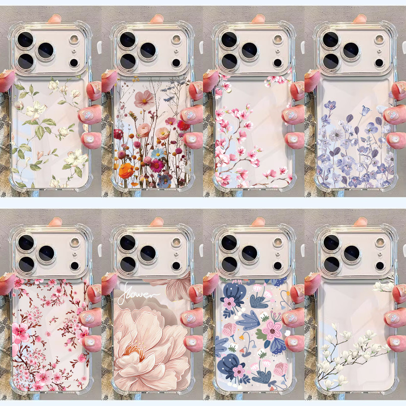 Capa Para Samsung Galaxy A27 A57 A37 A17 A56 A55 A07 5G Flor Brilhante Lírio Peônia Magnólia Floral Transparente Caso De