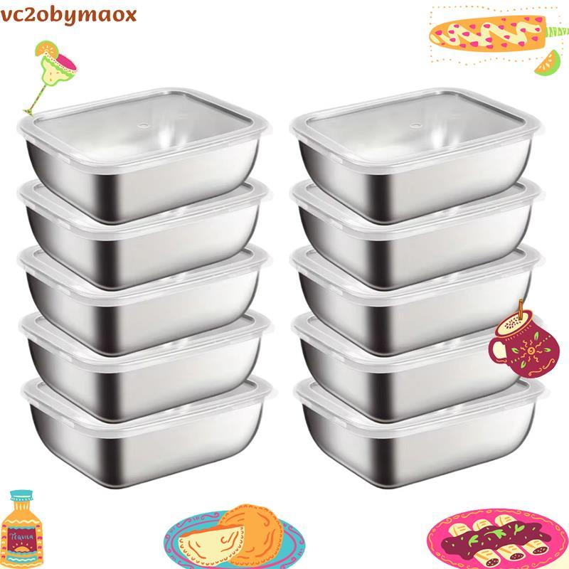Recipientes De Armazenamento De Alimentos 10 Peças Tampas Flip-Top De Aço Inoxidável Organizadores De Geladeira Reutiliz