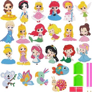 12 peças de diamante conjunto de pintura de diamante crianças princesa crystal adesivos menina crystal papelaria brinque