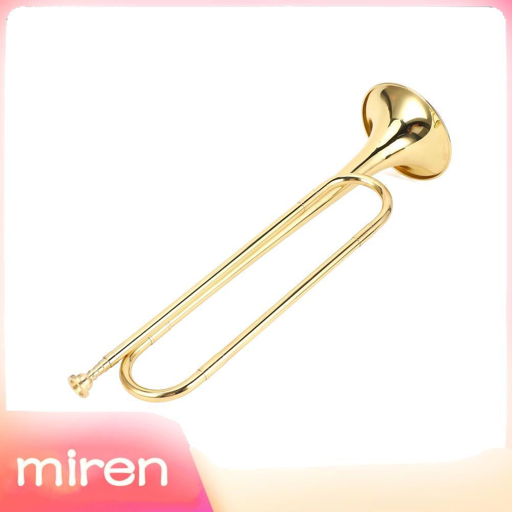 Miren.br Instrumento musical de trompete de corneta de latão com bocal removível de superfície banhada a ouro 47,5 cm