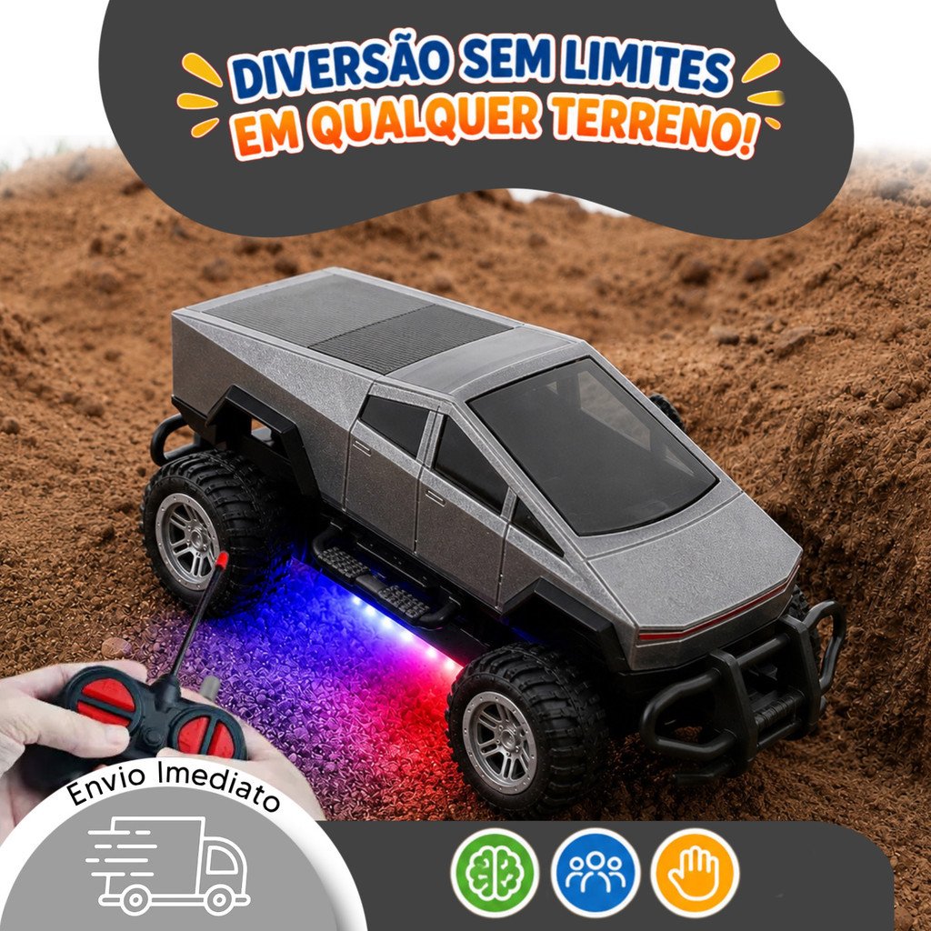 Carrinho Speed King RC Controle Remoto Com Luz LED Pneus de Borracha Diversão Garantida