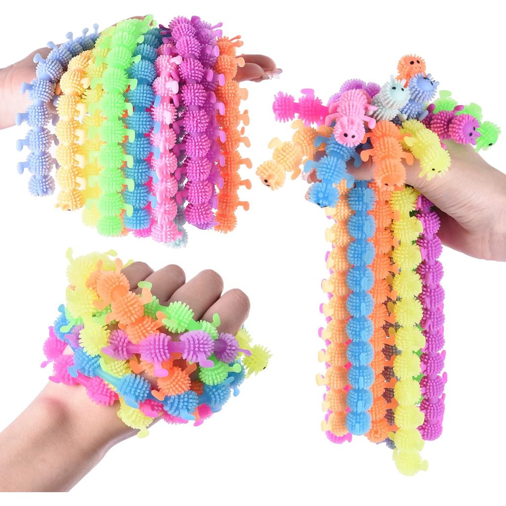 12 Peças de Lagartas Elásticas, Brinquedos Sensoriais Antiestresse, Brinquedos Relaxantes para Crianças e Adultos, Alivi