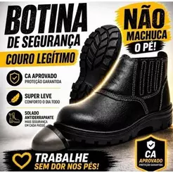 Botina Masculina Resistente em Couro para Trabalho Confortável e Antiderrapante