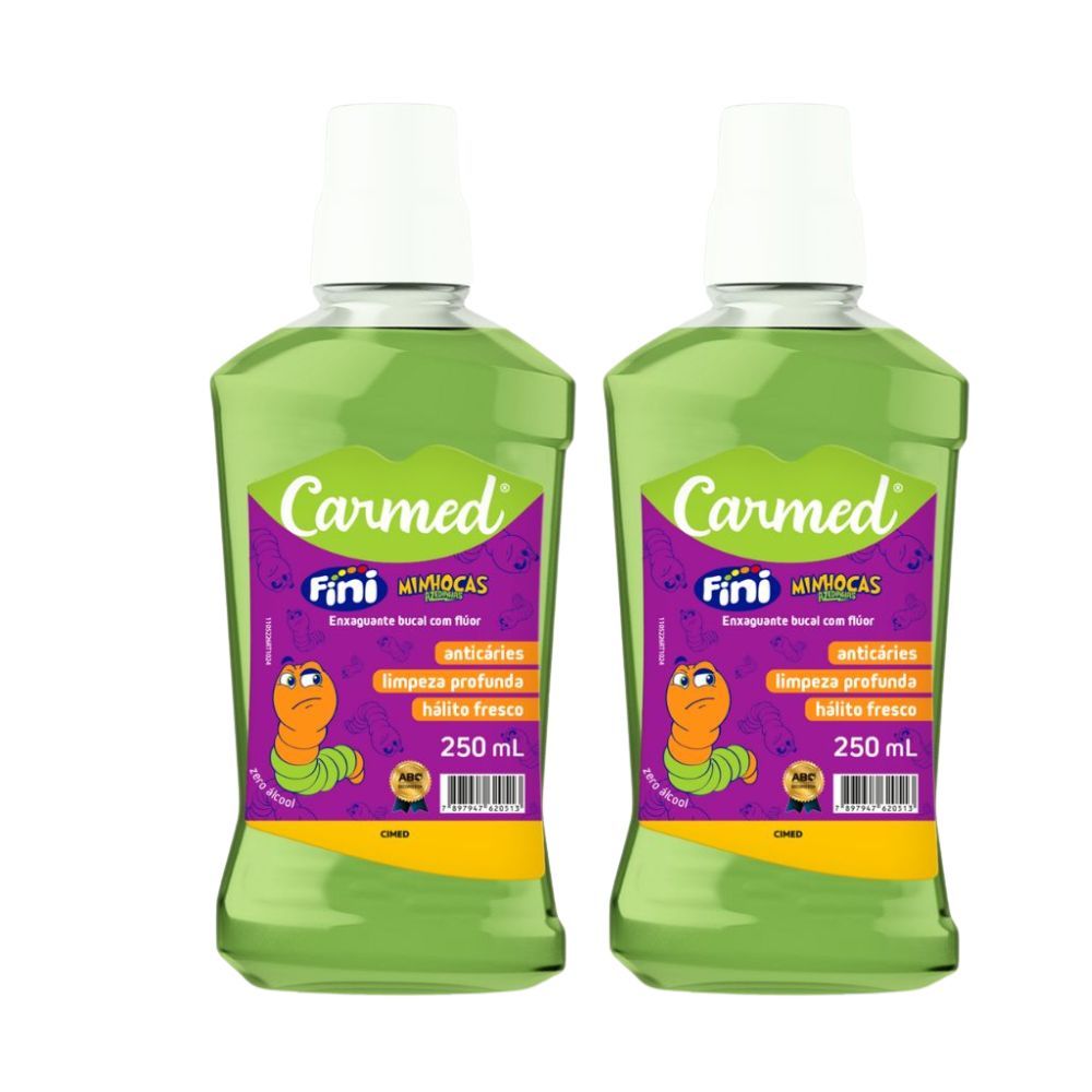 Kit 2 Enxaguante Bucal Carmed Fini Minhocas Azedinhas com Flúor 250ml