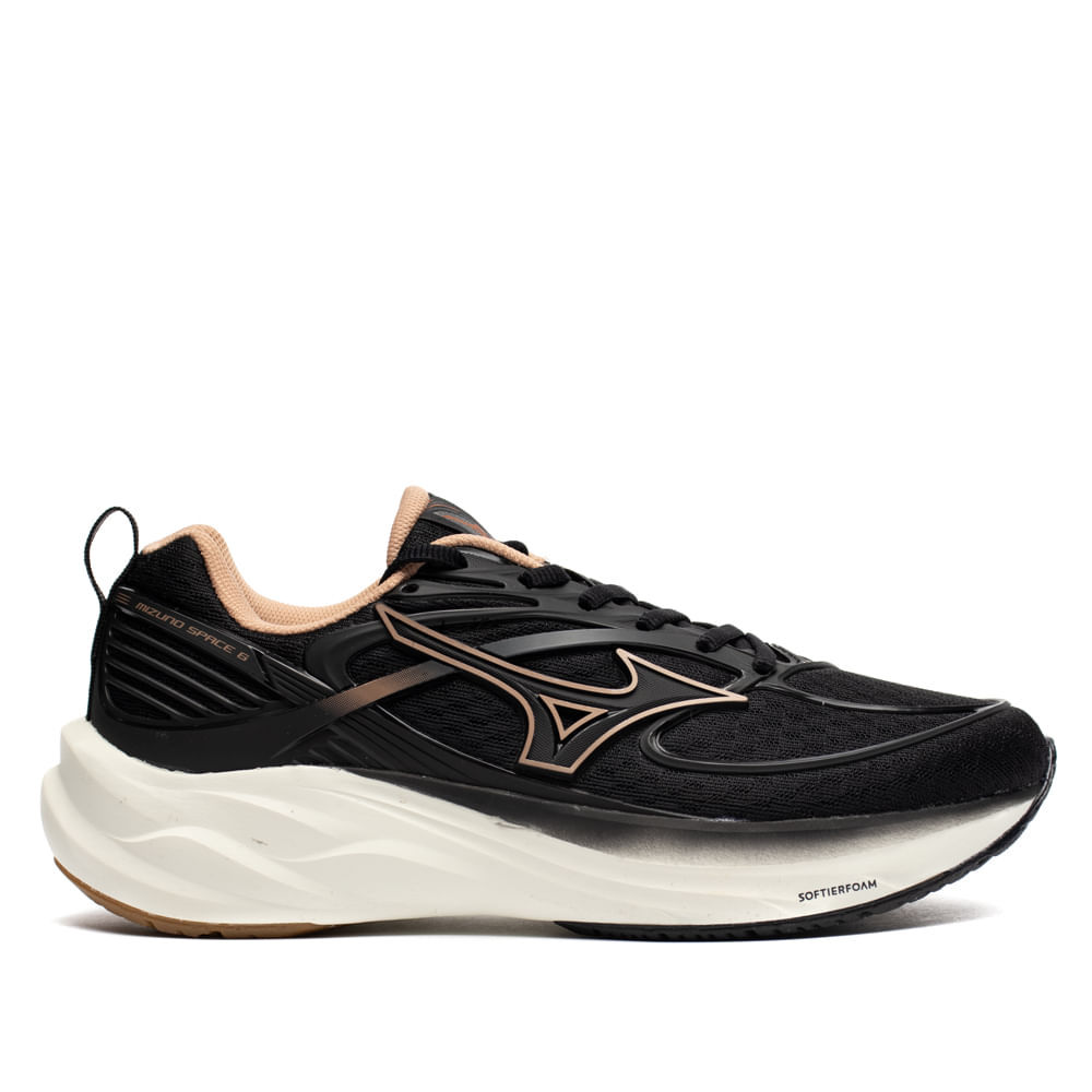 Tênis Feminino Mizuno Space 6 Softierfoam Corrida Preto/Bege