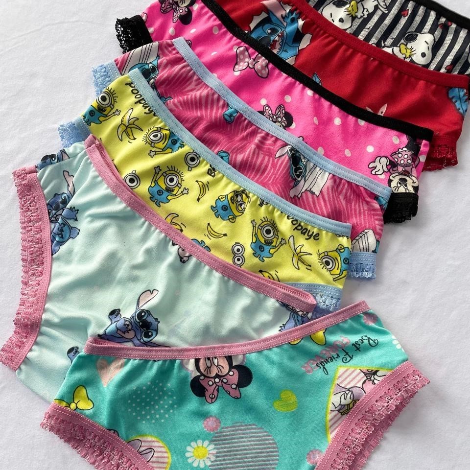 Kit 7 ou 10 Calcinhas Infantis Femininas Estampadas para Menina e Bebê Confortáveis Dia a Dia