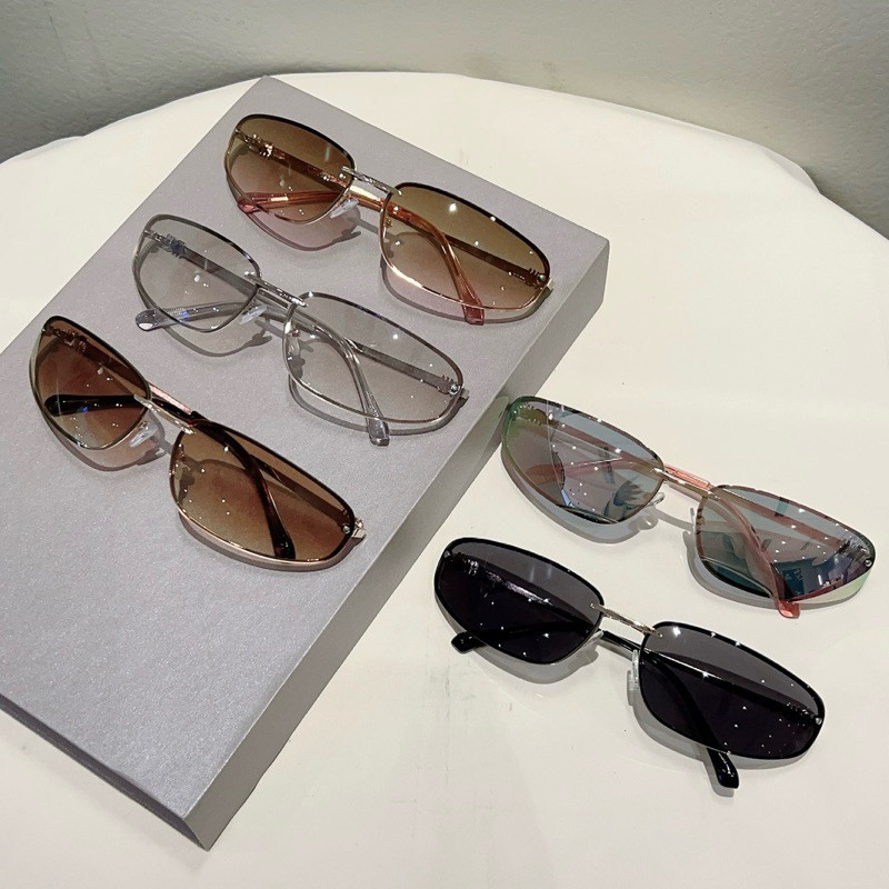 Novos Óculos De Sol Femininos High-end Metal Sem Moldura Oval Moda Estilo Y2K Resistente A UV