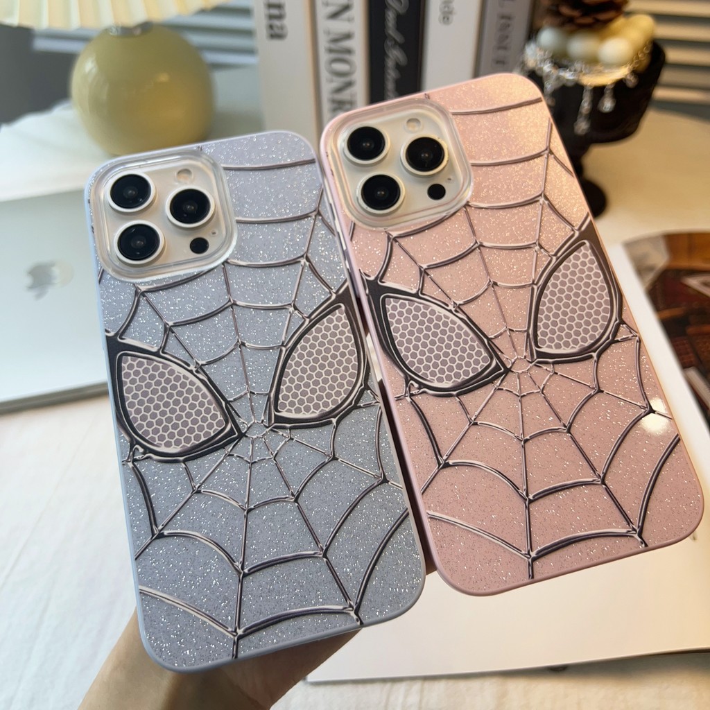 Capa Com Glitter Do Homem-Aranha Para Samsung A03 A05 A13 A14 A15 A16 A23 A32 A34 A36 A52 A55 S20 S21 S22 Ultra S23 S24 