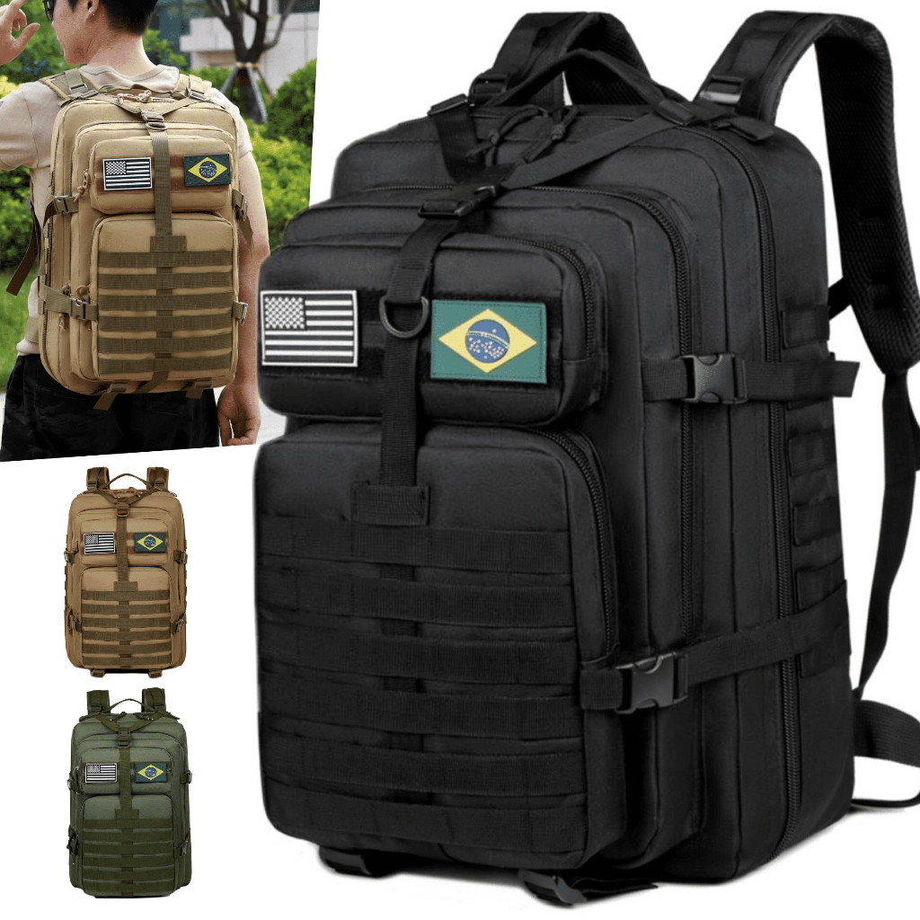 Mochila Militar Tática Impermeável 50L - Durável, Espaçosa e Antifurto