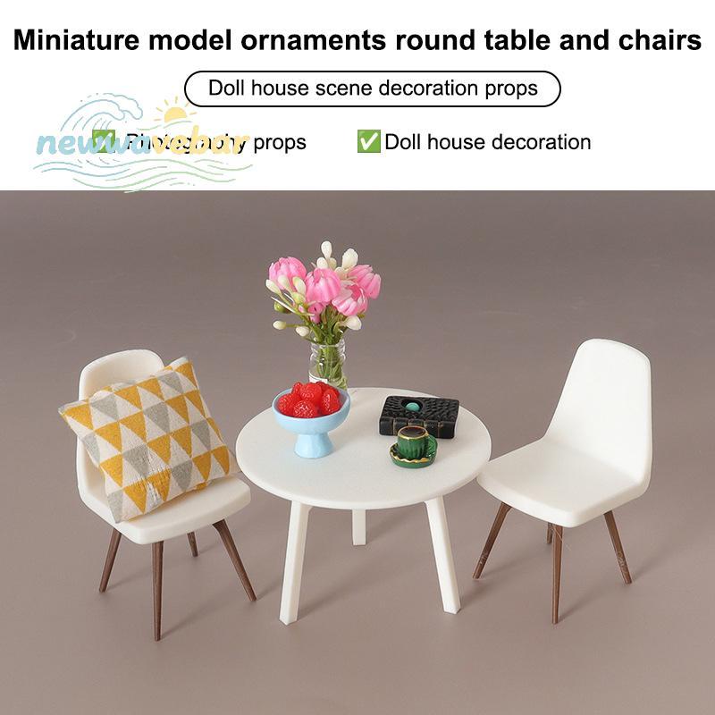 [HENGHOME] 1/12 Conjunto De Cadeiras De Mesa De Simulação De Casa De Bonecas Acessórios De Decoração De Móveis Vivos Mic