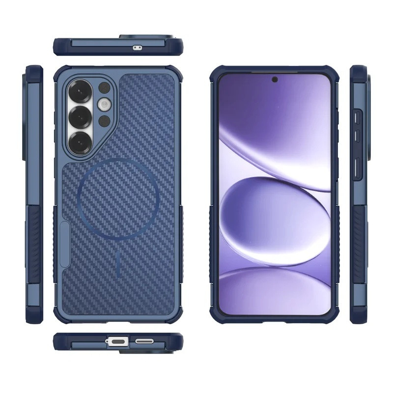 Capa de Telefone de Fibra de Carbono Magnética de Luxo para Samsung Galaxy S24 S25 S26 Ultra A56 A36 A37 A17 A18 A26 A27