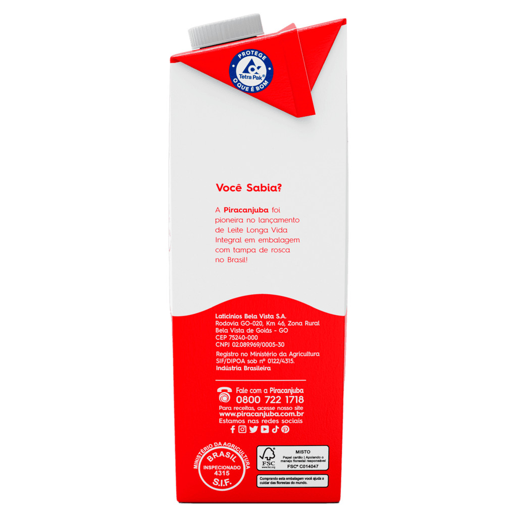 Piracanjuba Leite integral 1L — imagem 2 de 2