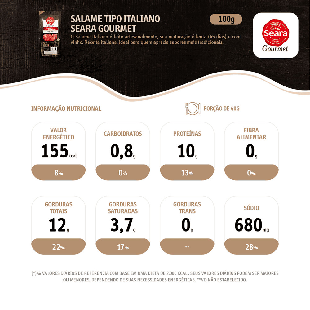 Seara Gourmet Salame italiano fatiado 100g · foto 2