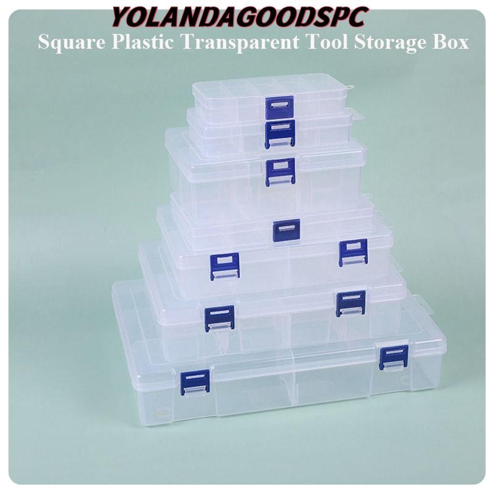 Recipiente De Contas De Joias YOLANDAGOODSPC , Caixa De Armazenamento Quadrada Transparente , Itens Pequenos De Plástico