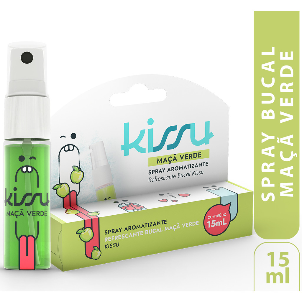 Kissu Spray Bucal de Maça Verde – Refrescância Máxima e Hálito Puro (15ml)