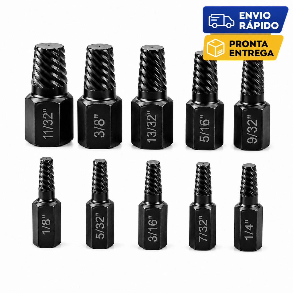 Kit 10 Extratores Parafusos Danificados Removedor Parafuso Espanado Arredondado