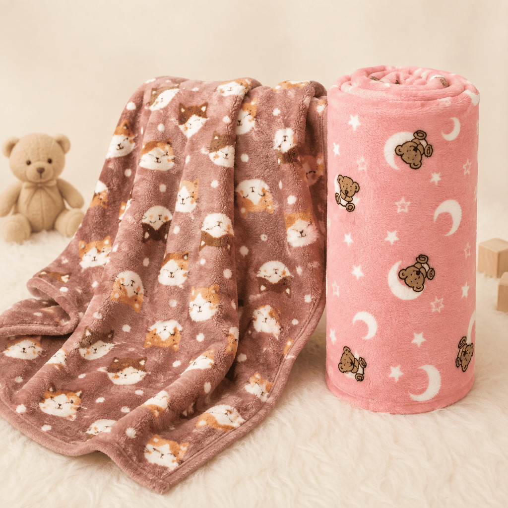 Kit 2 ou 3 Mantas Bebê Menina Cobertor Fleece Soft Microfibra Macias Sortidas
