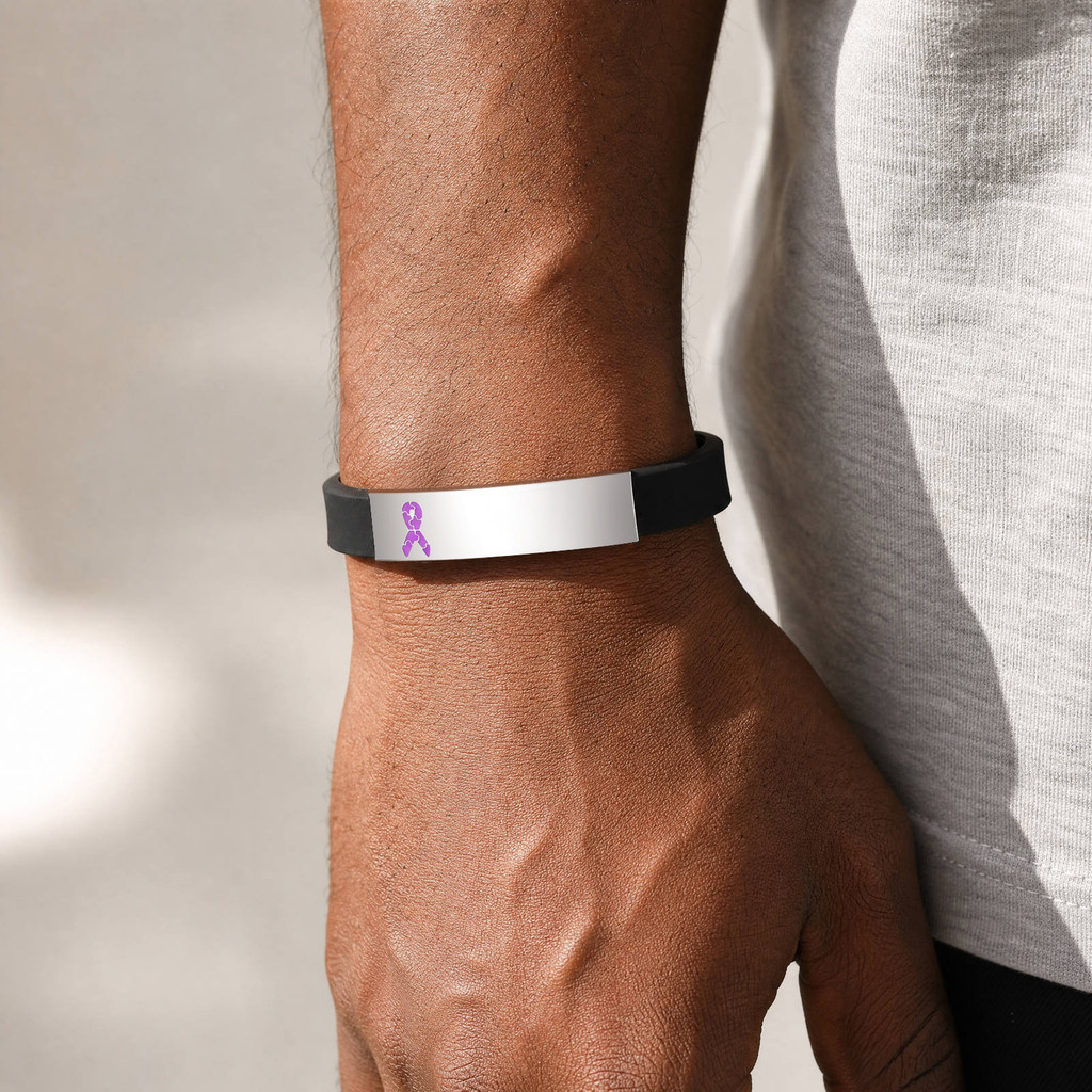 Pulseira De Identificação Médica Alzheimer Personalizada Gratuita Vnox Para Etiqueta De Aço Inoxidável Com Silicone Idos — imagem 2 de 2
