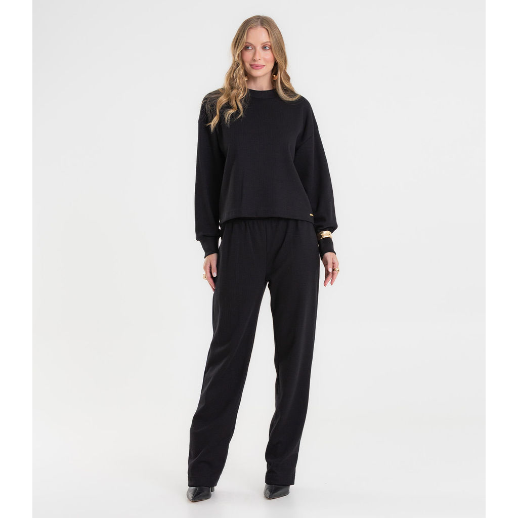Conjunto Blusão Com Calça Feminino Rovitex Preto