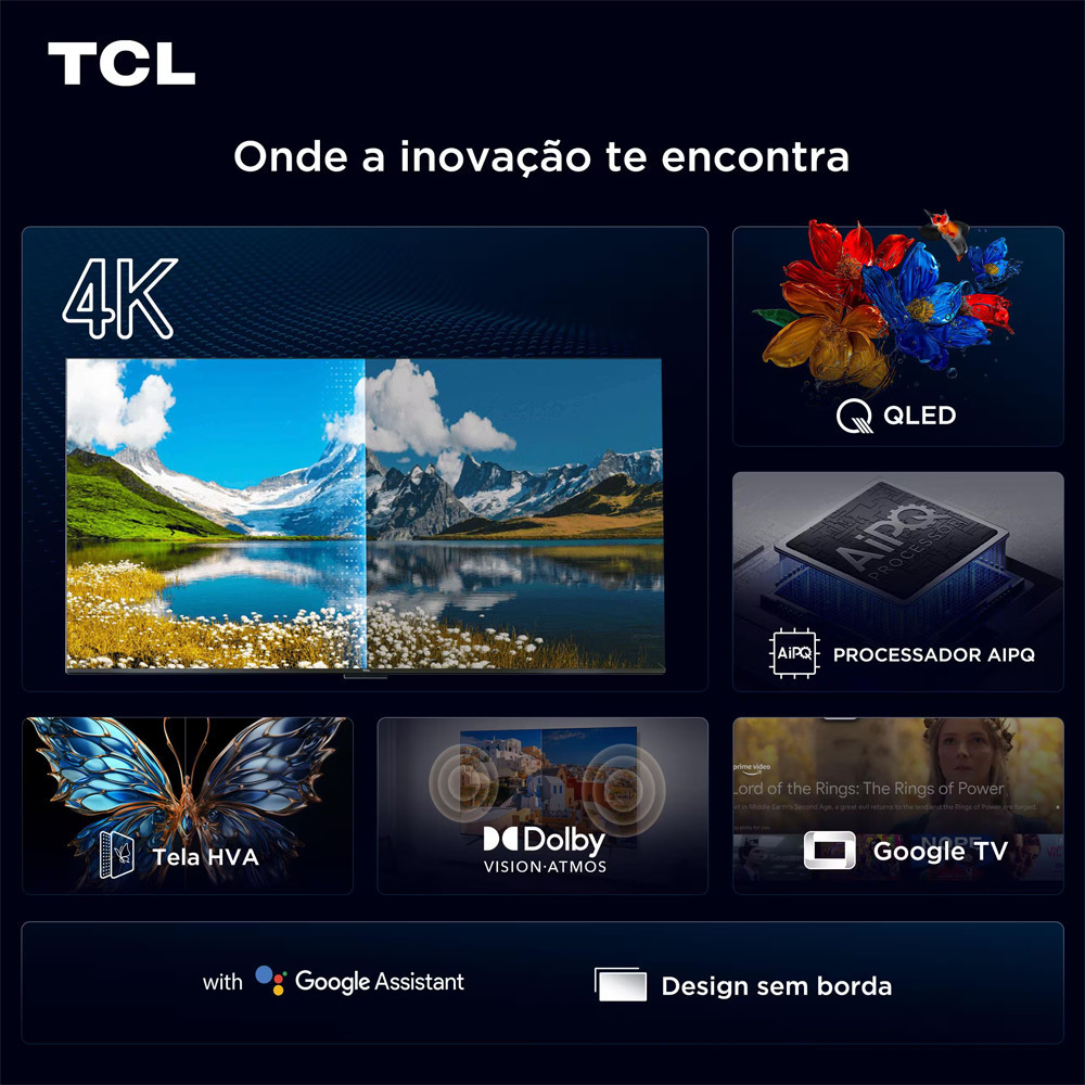 Smart TV 50 50P7K 4K QLED UHD 60Hz com Sistema Operacional Google TV TCL · foto 2