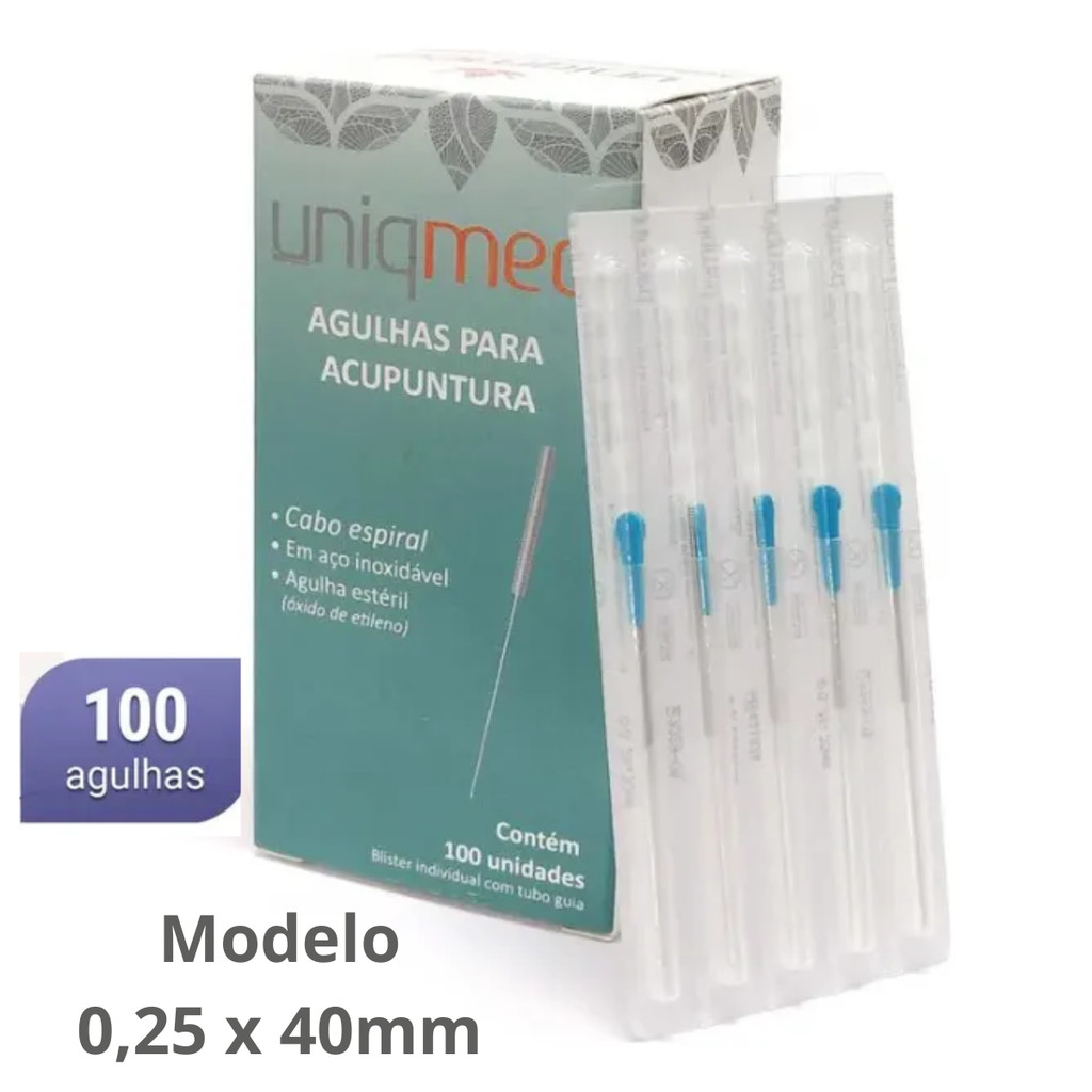 AGULHA PARA ACUPUNTURA UNIQMED CX 100 UN 0,25 X 40MM