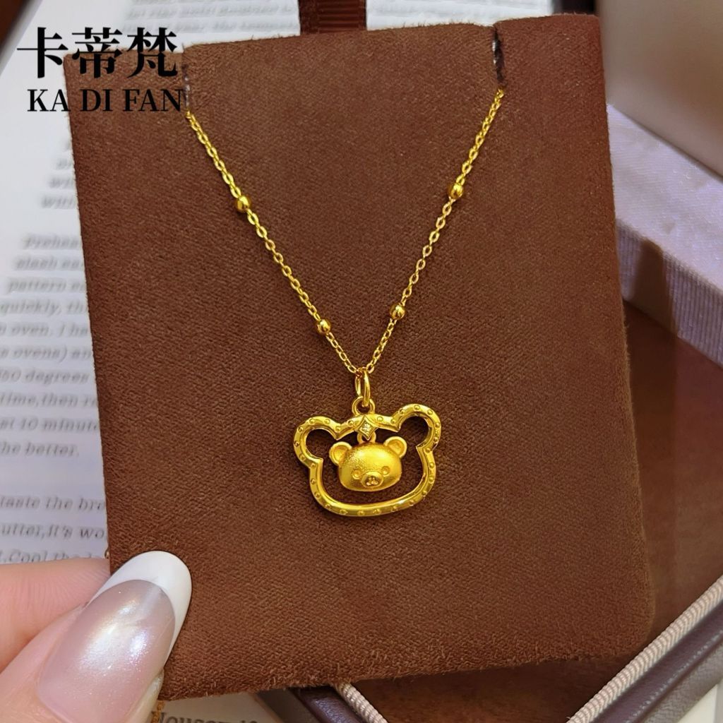 Loja de ouro banhada a ouro mesmo estilo areia ouro urso inteligente pingente bonito Rilakkuma colar requintado clavícul
